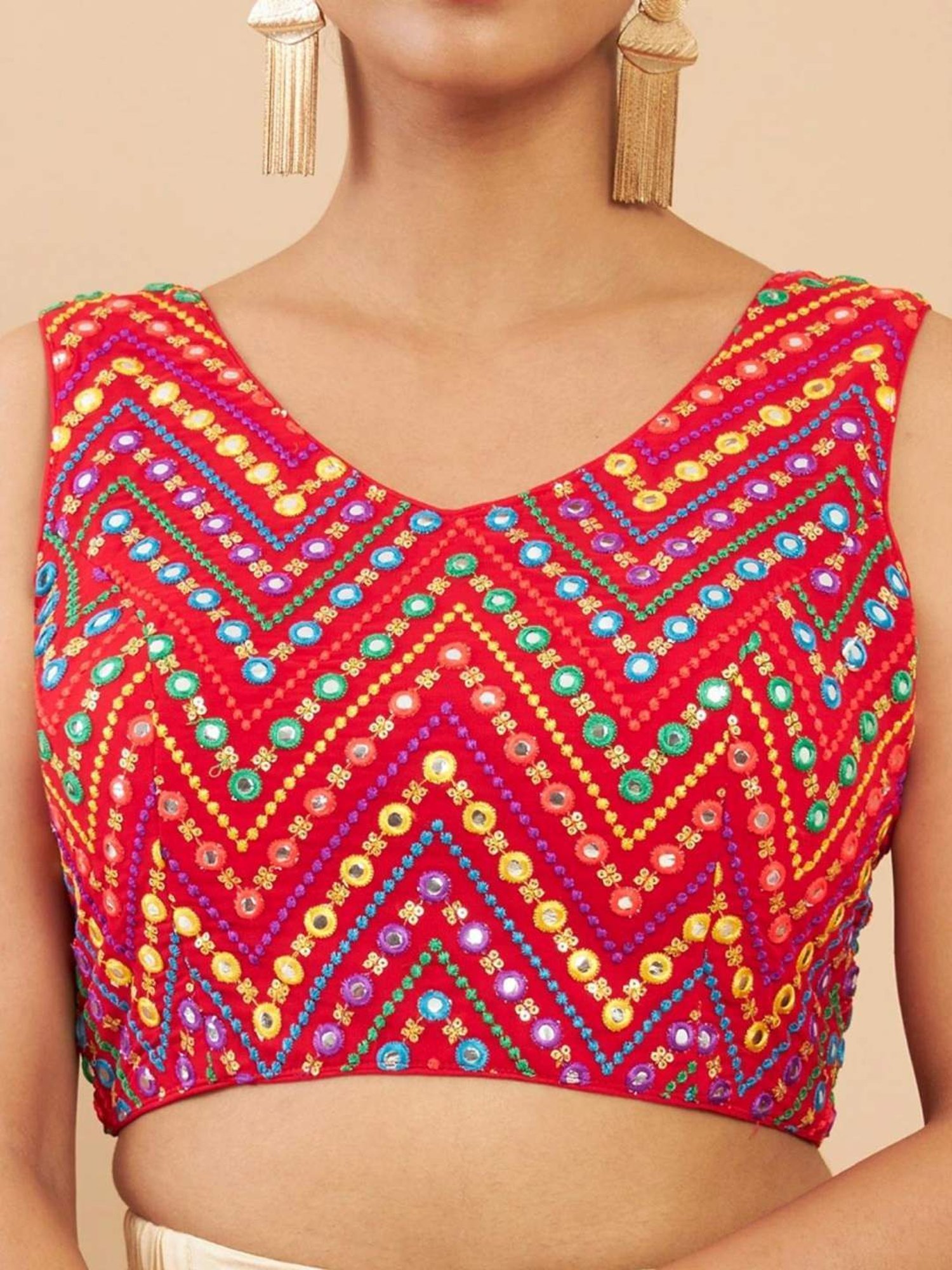 Soch Red Embroidered Readymade Blouse