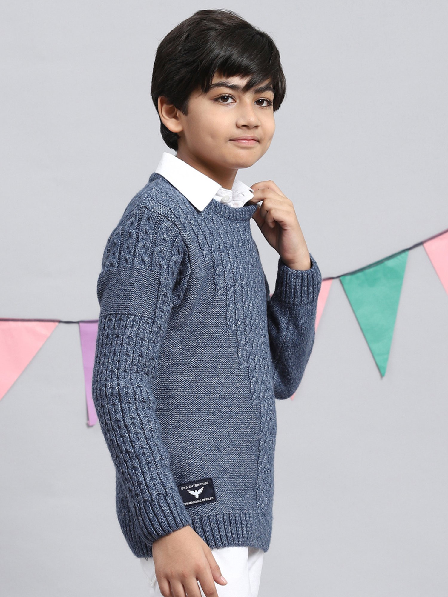 U.S. Polo Assn. Kids Black Self Design Sweater