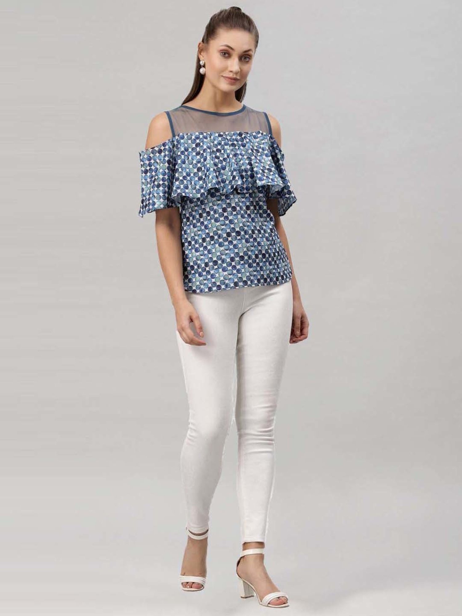 SELVIA Blue Printed Top