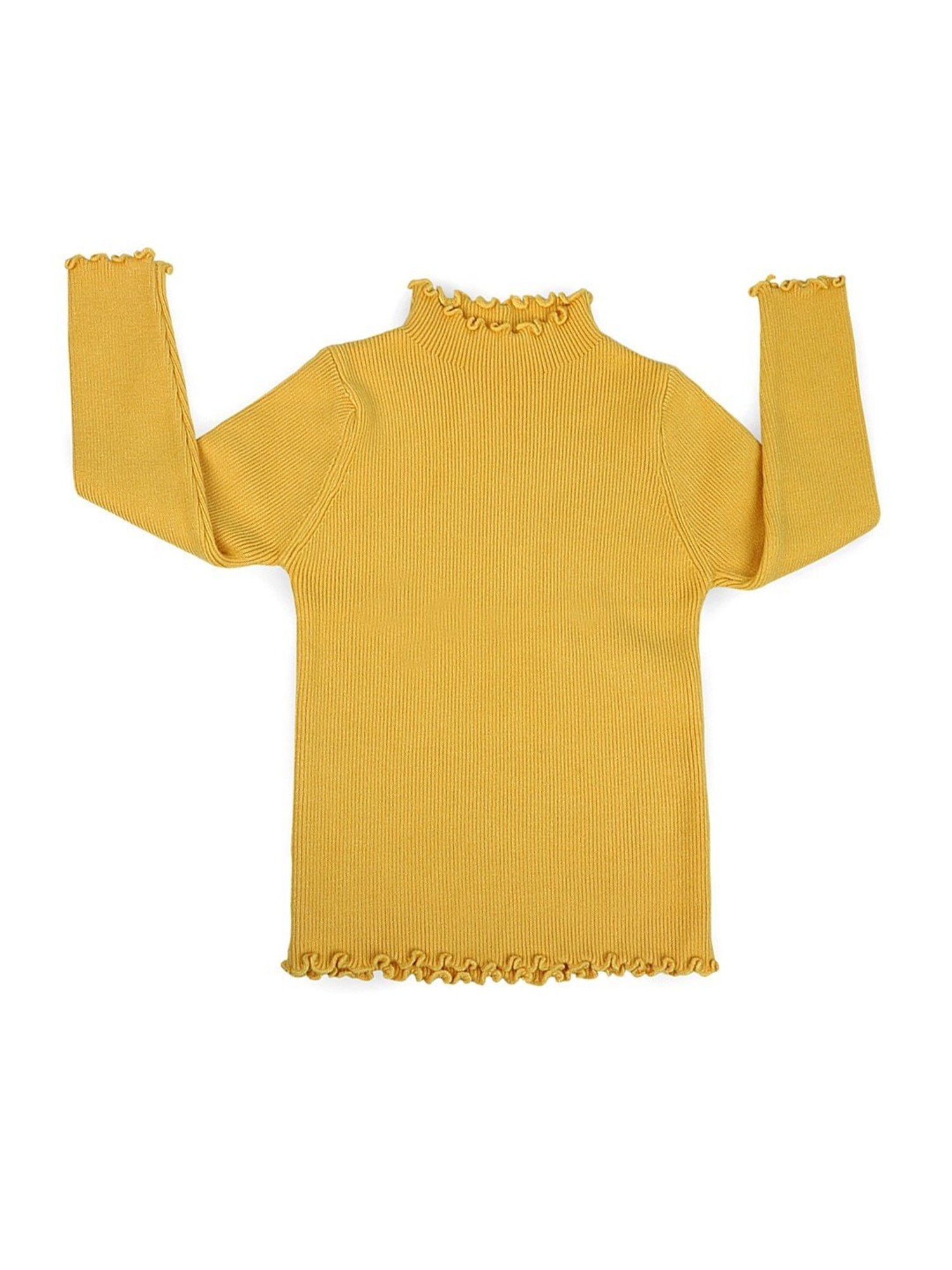 Baby Moo Kids Yellow Regular Fit Full Sleeves Sweater