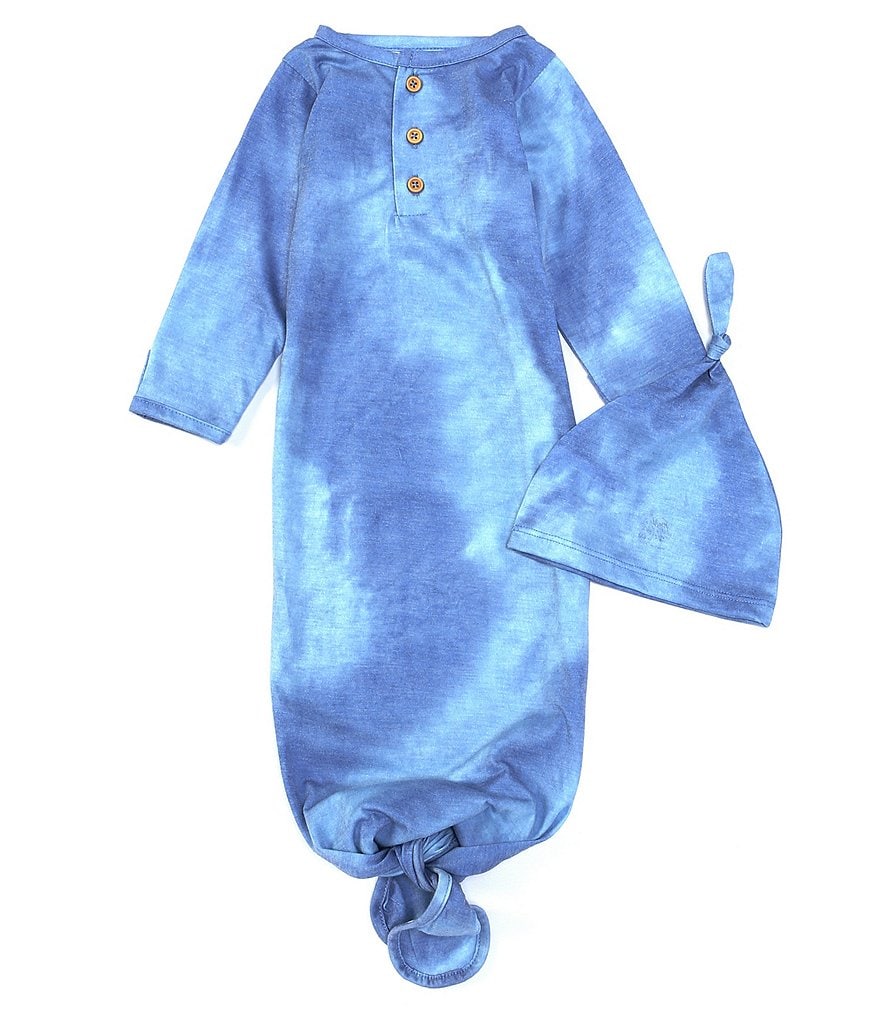 First Wave Baby Boys Newborn-6 Months Long-Sleeve Tie-Dye Knotted Gown