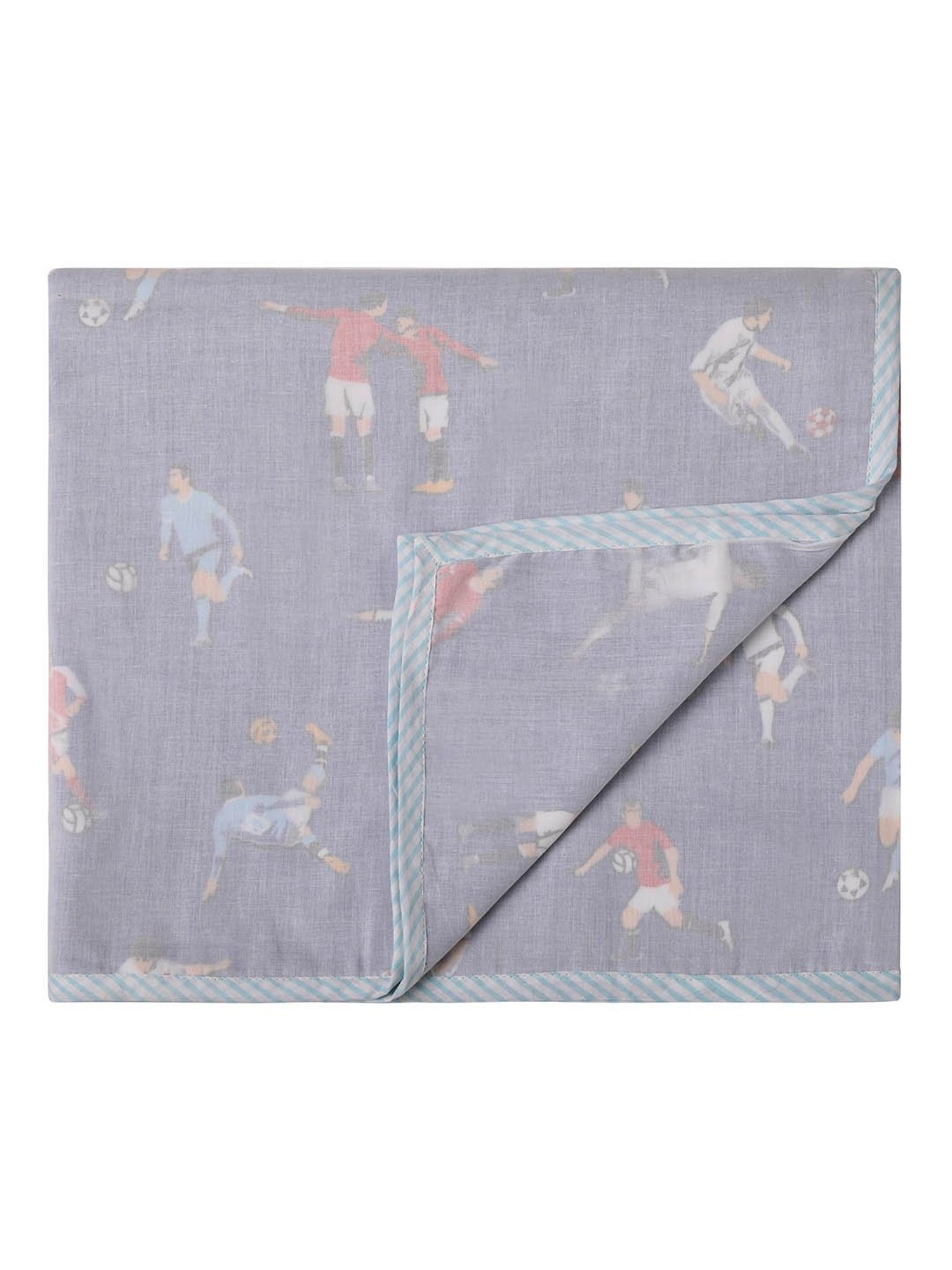 Nigh Nigh Football Blue Cotton 70 TC Toddlers Dohar - Set of 1