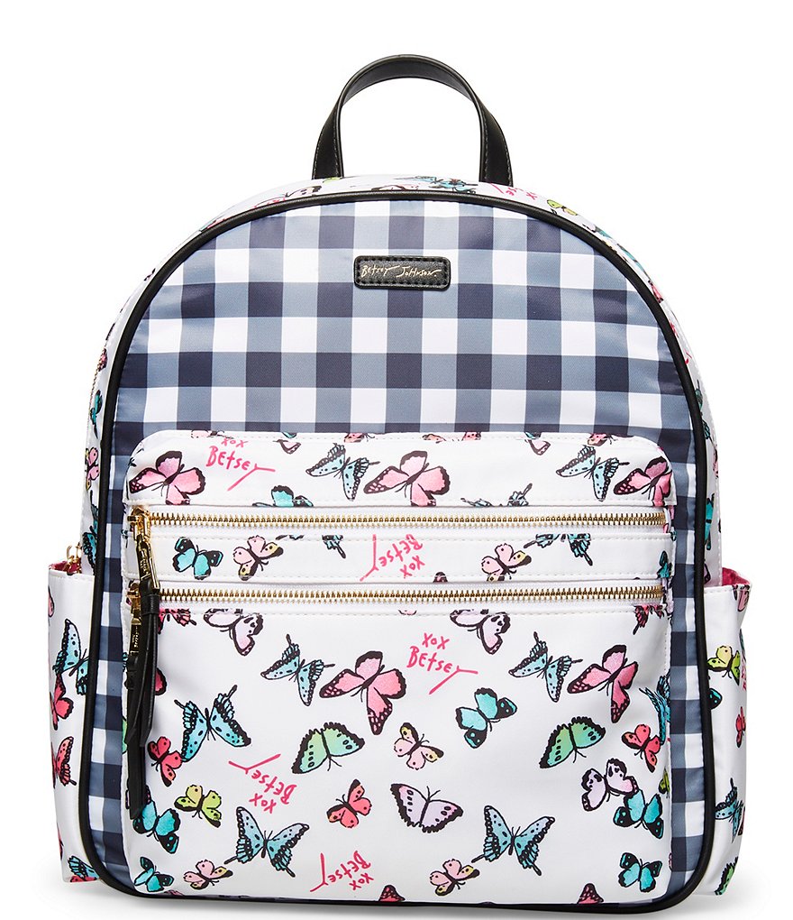 Betsey Johnson Mixed Print Nylon Backpack Bag