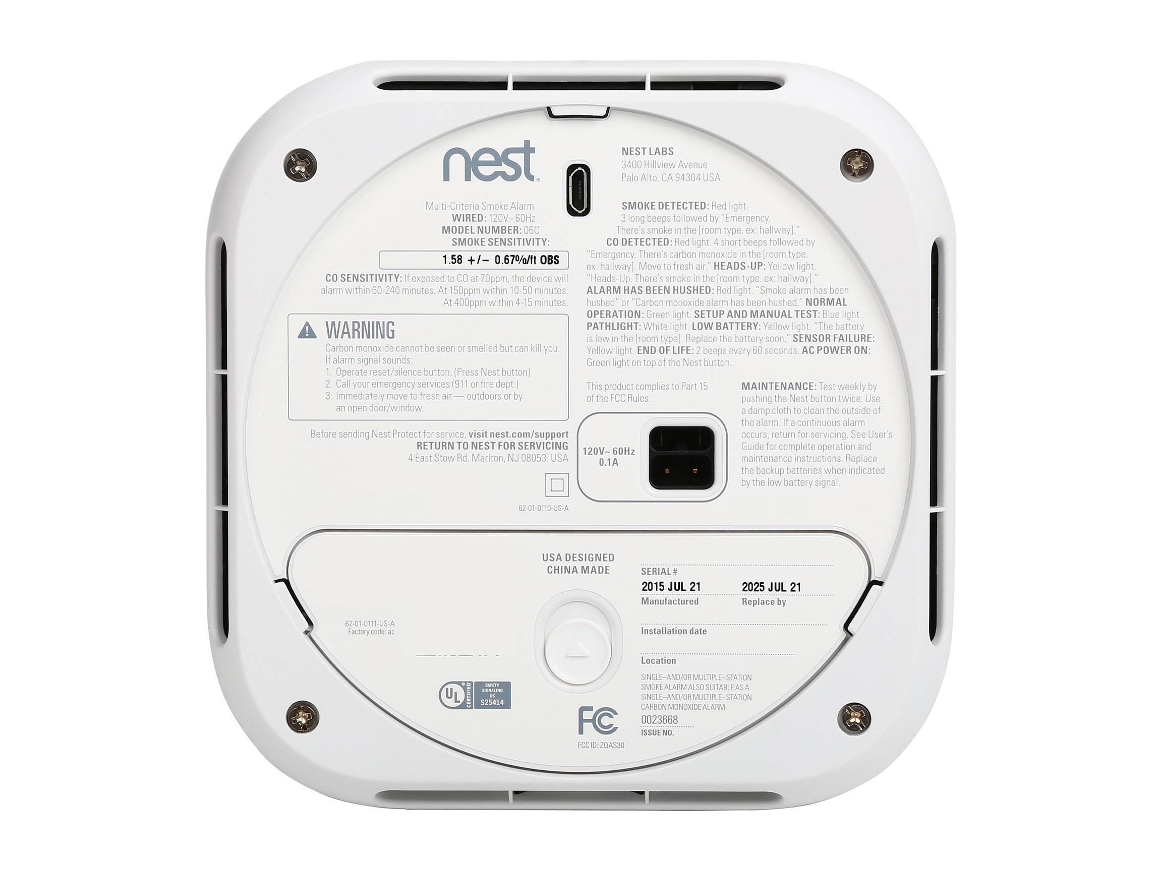 Nest Protect (Wired) 2nd Generation, White