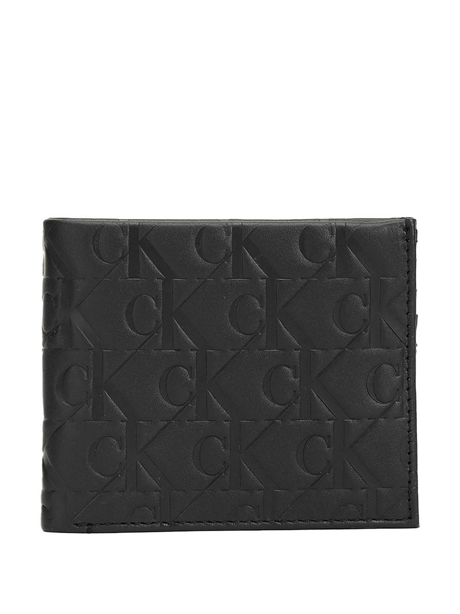 CALVIN KLEIN Allover Logo Medium Leather Bi-Fold Wallet