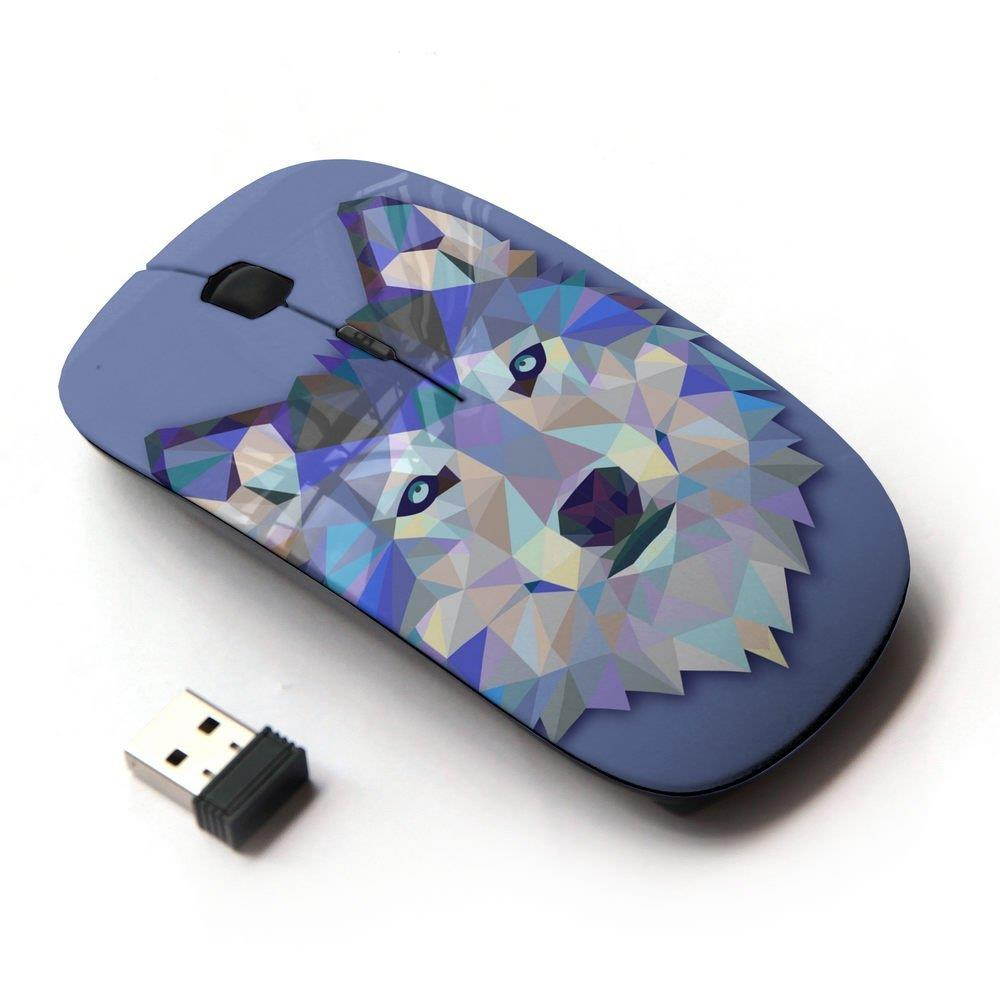 KOOLmouse [ Optical 2.4G Wireless Mouse ] [ Purple Winter Polygon Wolf Art ]