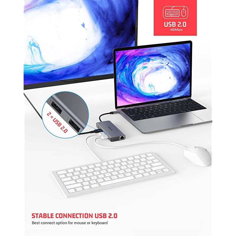 C Hub, C Laptop Docking Station 11 in 1 Multiport Adapter Dongle, 4K C to HDMI, VGA, Ethernet, 100PD, 2 3.0, 2 2.0, Mic/Audio, SD/TF for MacBook Pro Air and More Type C Devices