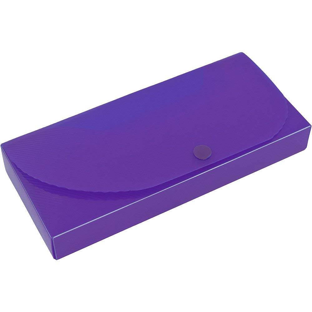 JAM Paper Pencil Cases - Snap Button Pencil Case - Purple - Sold Individually