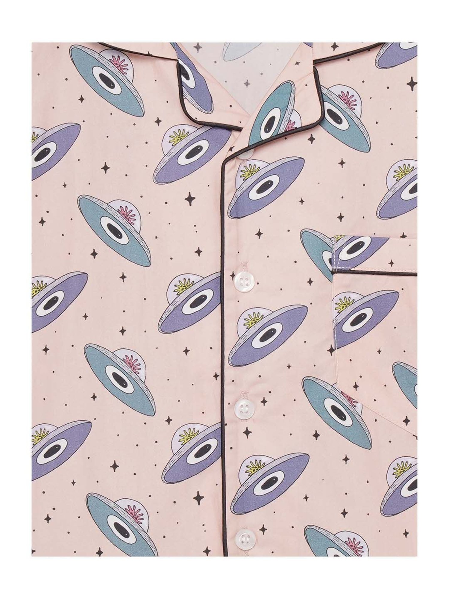 Fluffalump Boys Multicolor Cotton Printed Nightwear Top & Pants Set