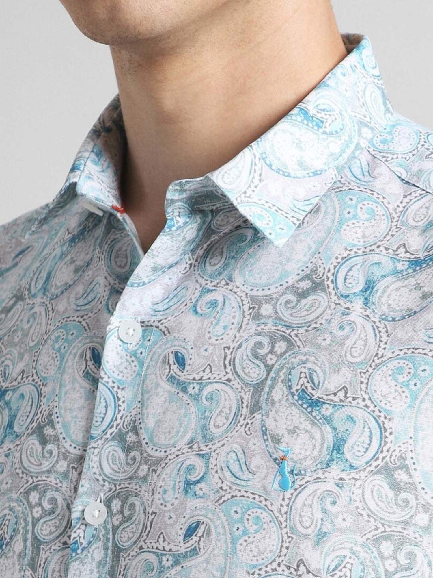 Simon Carter London Grey Printed Slim Fit Shirt