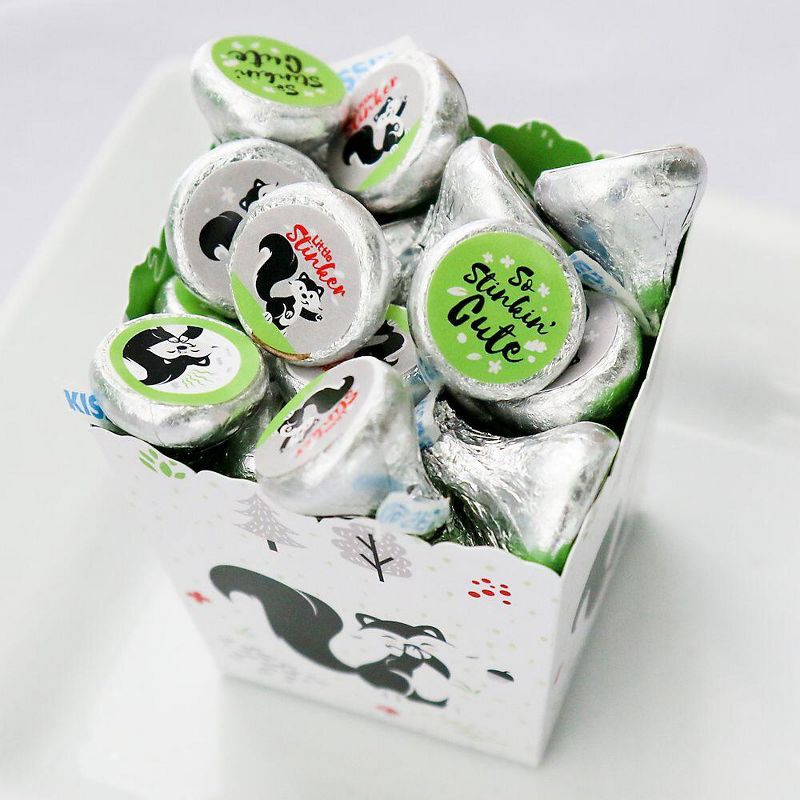 Big Dot of Happiness Little Stinker - Woodland Skunk Baby Shower or Birthday Round Candy Sticker Favors - Labels Fit Hershey's Kisses (1 sheet of 108)