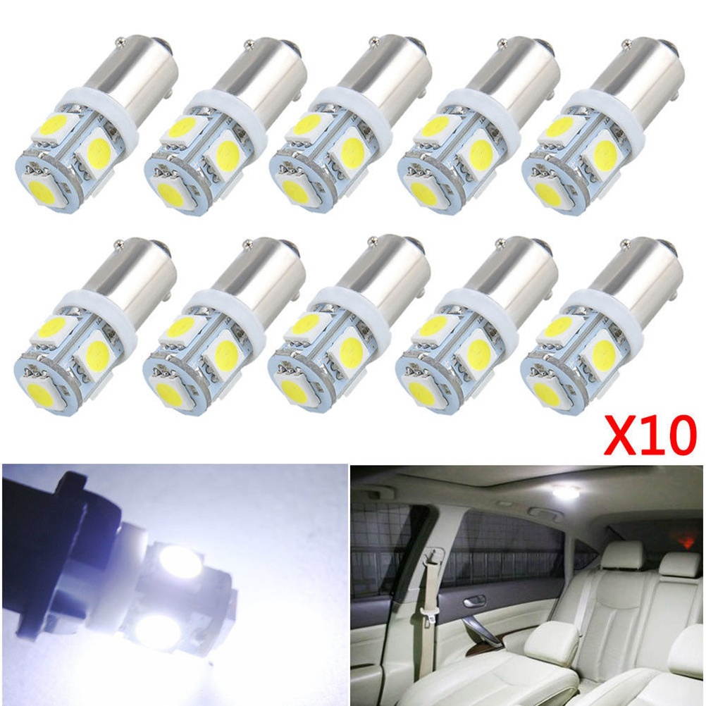 10pcs BA9S 5050 5 SMD LED Car Light Lamp Blub Auto Car Interior Reading Light Lamp (Yellow)