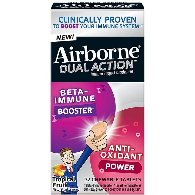 Airborne Dual Action Support Immune System, Tropical Fruit-32ct