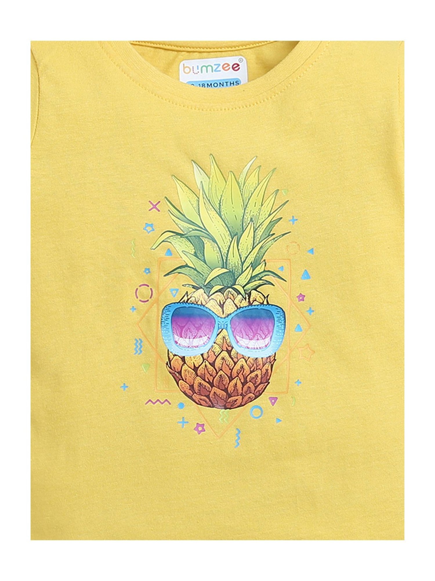 Bumzee Kids Pink & Yellow Printed T-Shirt (Pack Of 2)