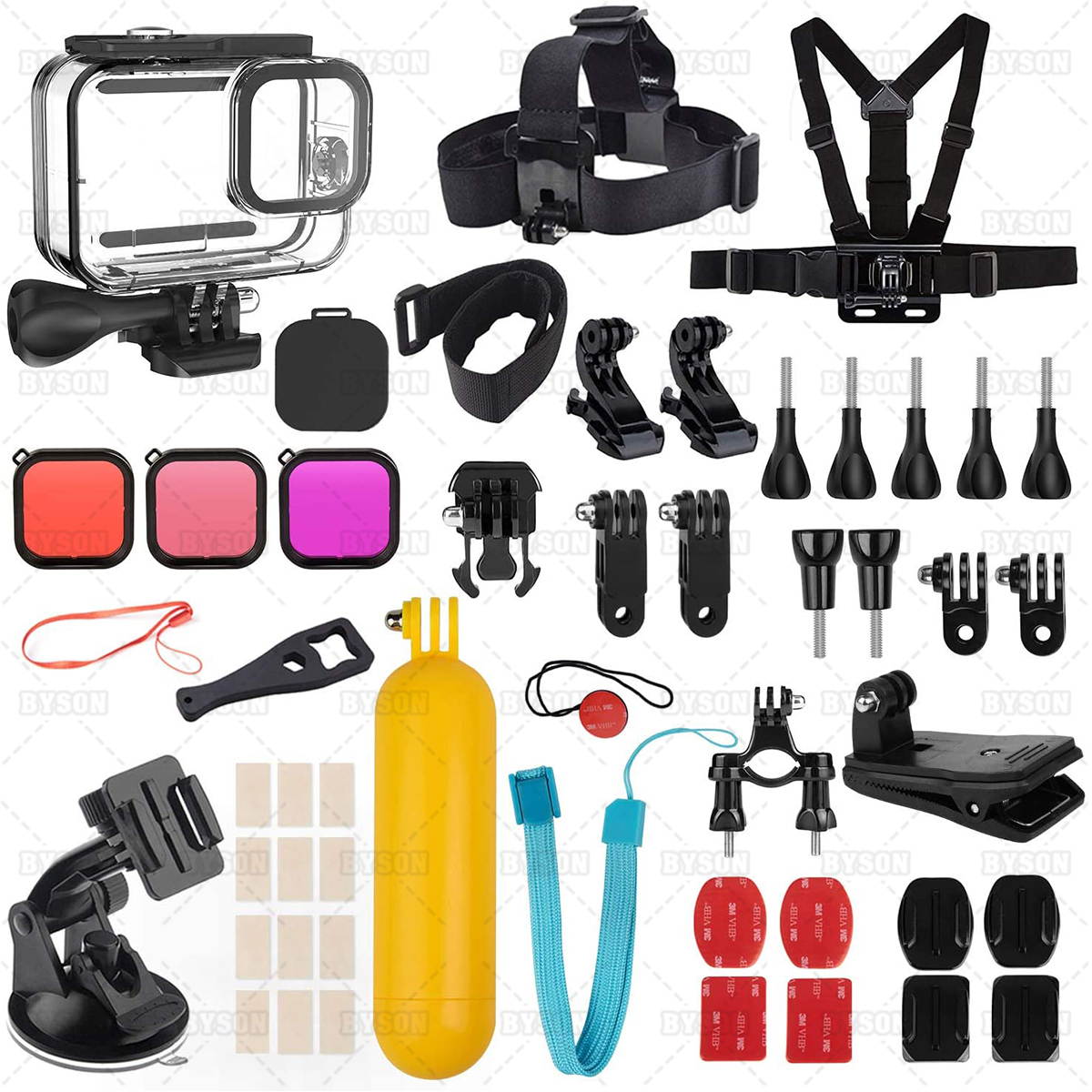 Ackmioxy 46 in 1 Accessories Kit Bundle for GoPro HERO9 Black, Waterproof Housing Case + Dive Filters + Lens Cover + Head Chest Strap + Bike Mount + Floating Grip Accessory Compatible with Hero 9