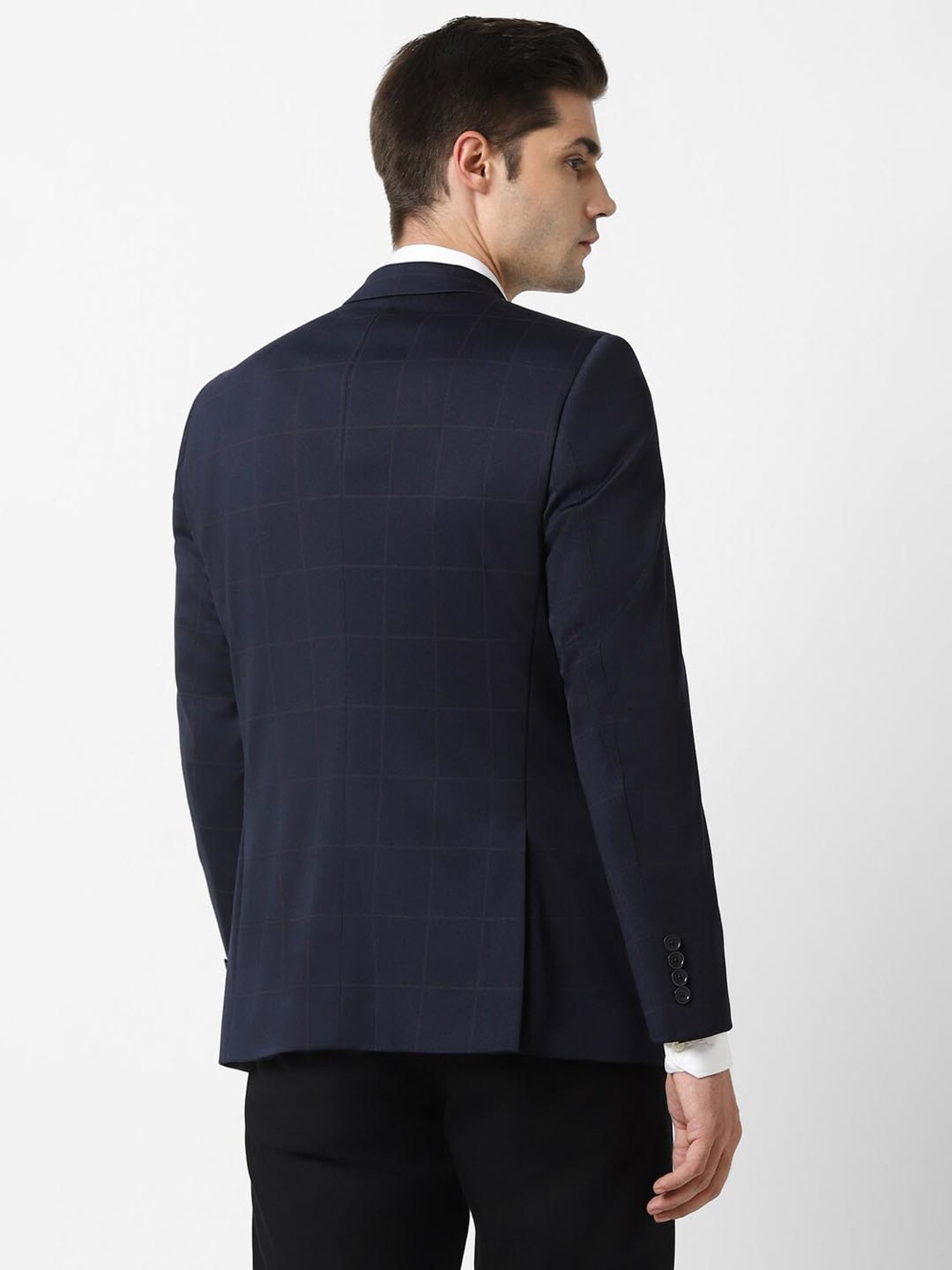 Van Heusen Navy Slim Fit Checks Blazer
