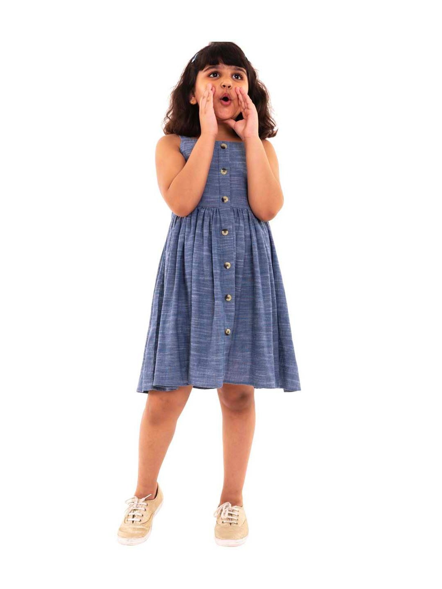 A Little Fable Kids Blue Cotton Dress