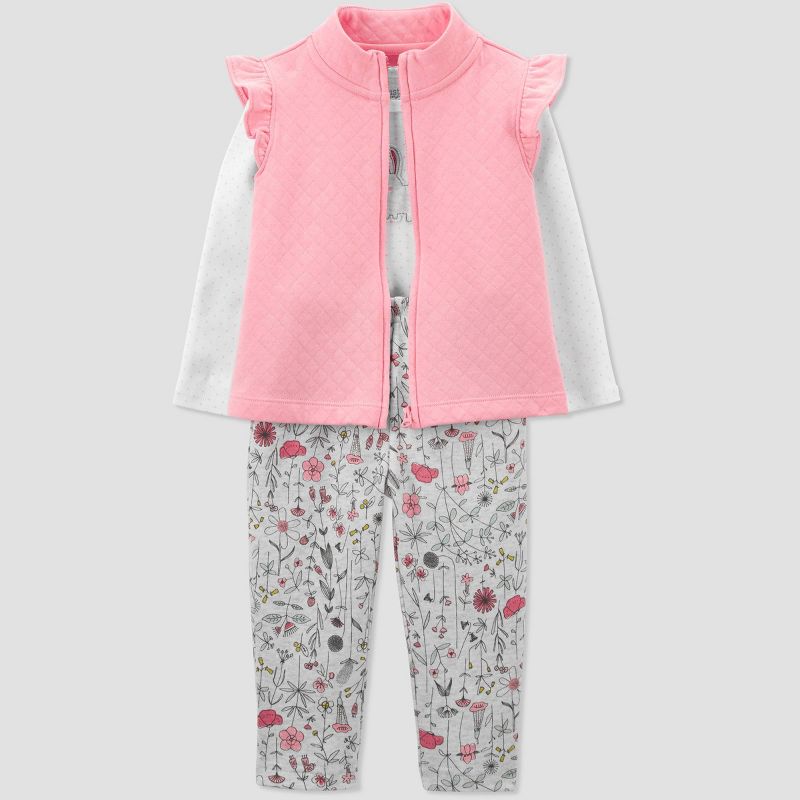 Baby Girls' Ruffle Quilted Vest Top & Bottom Set - Just One You® made by carter's Pink 3M