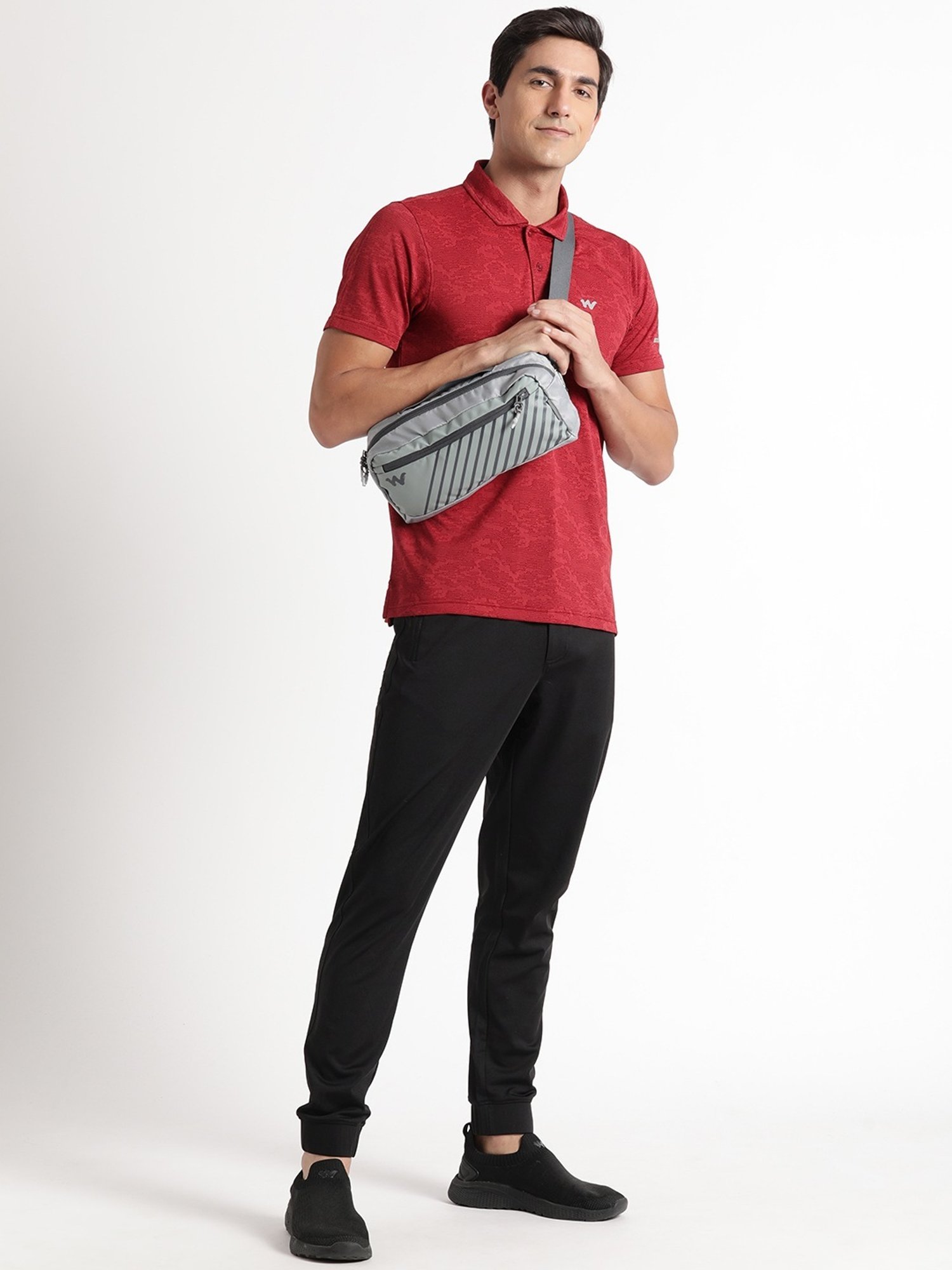 Wildcraft Maroon  Regular Fit Printed Sports T-Shirt