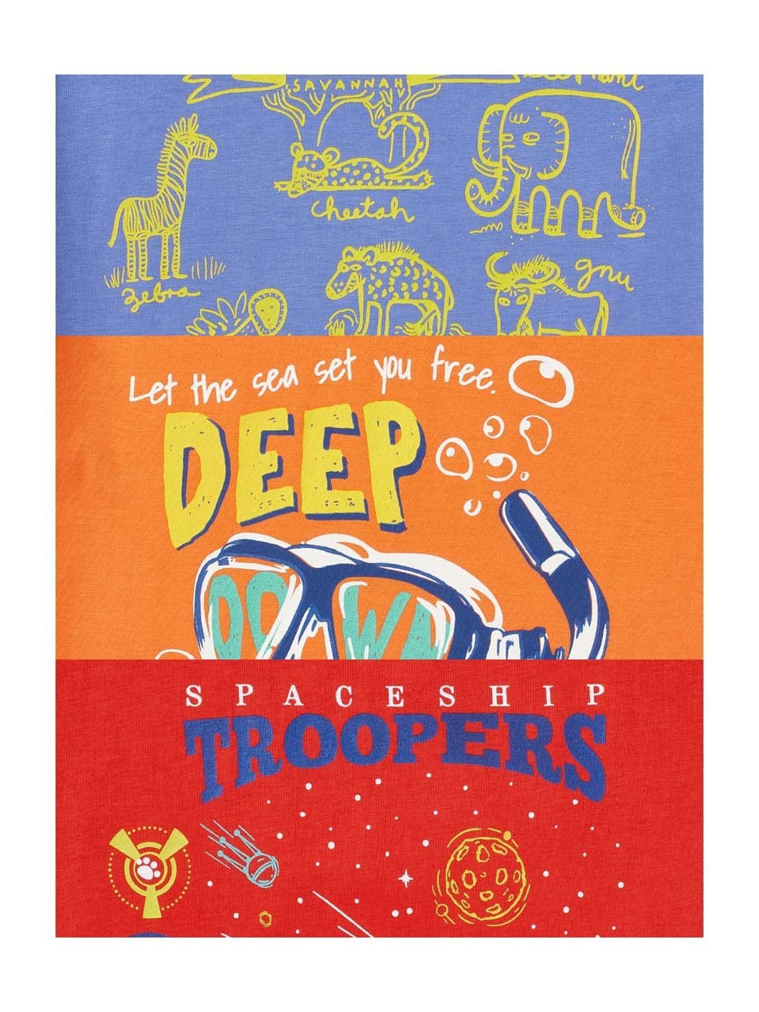 Cub McPaws Kids Multicolor Cotton Printed T-Shirt (Pack of 3)