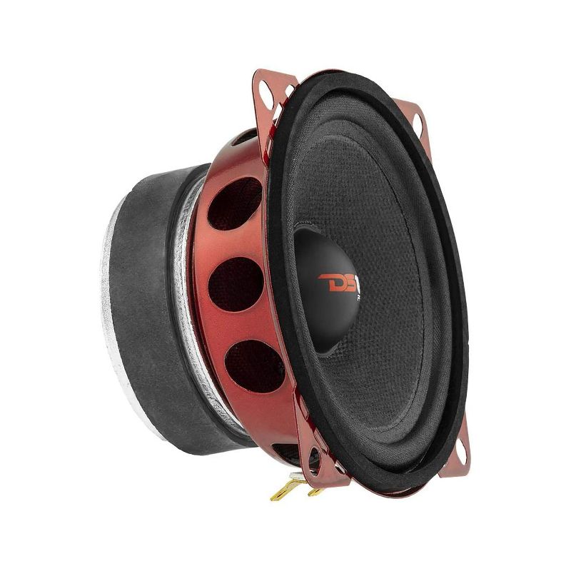 DS18 PRO-X4M Pro X 4 Inch 200 Watt Max 100 RMS 8 Ohm Mid Range Car and Truck Door Loudspeaker with Red Steel Basket Cone Design (2 Pack)
