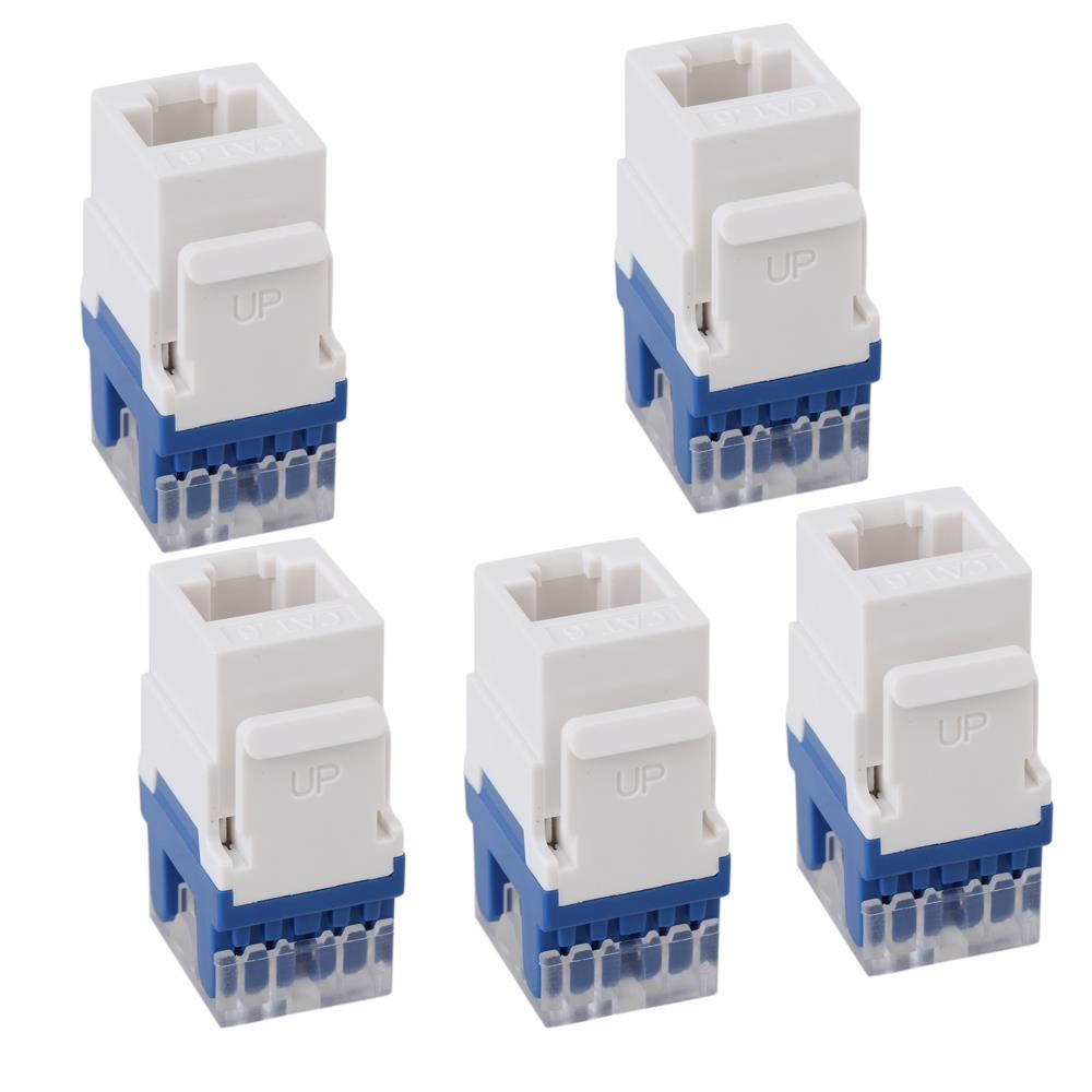 5pcs Cat6 RJ45 Gigabit Coupler Adapter For Keystone Panel 180&deg;