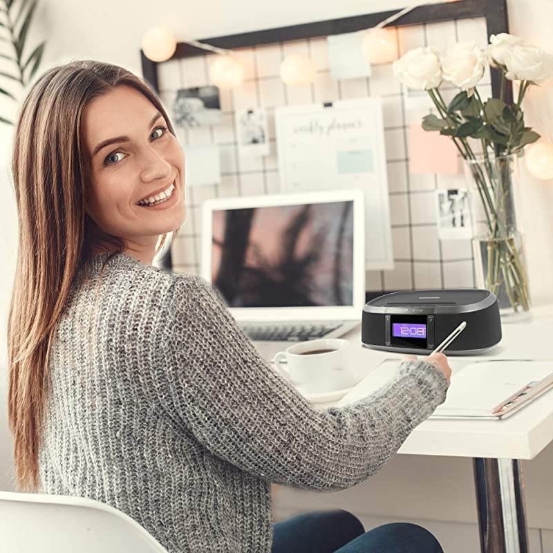 Magnavox Interactive  Alexa Voice Activated WiFi Clock Digital PLL FM Radio with USB Charging Port