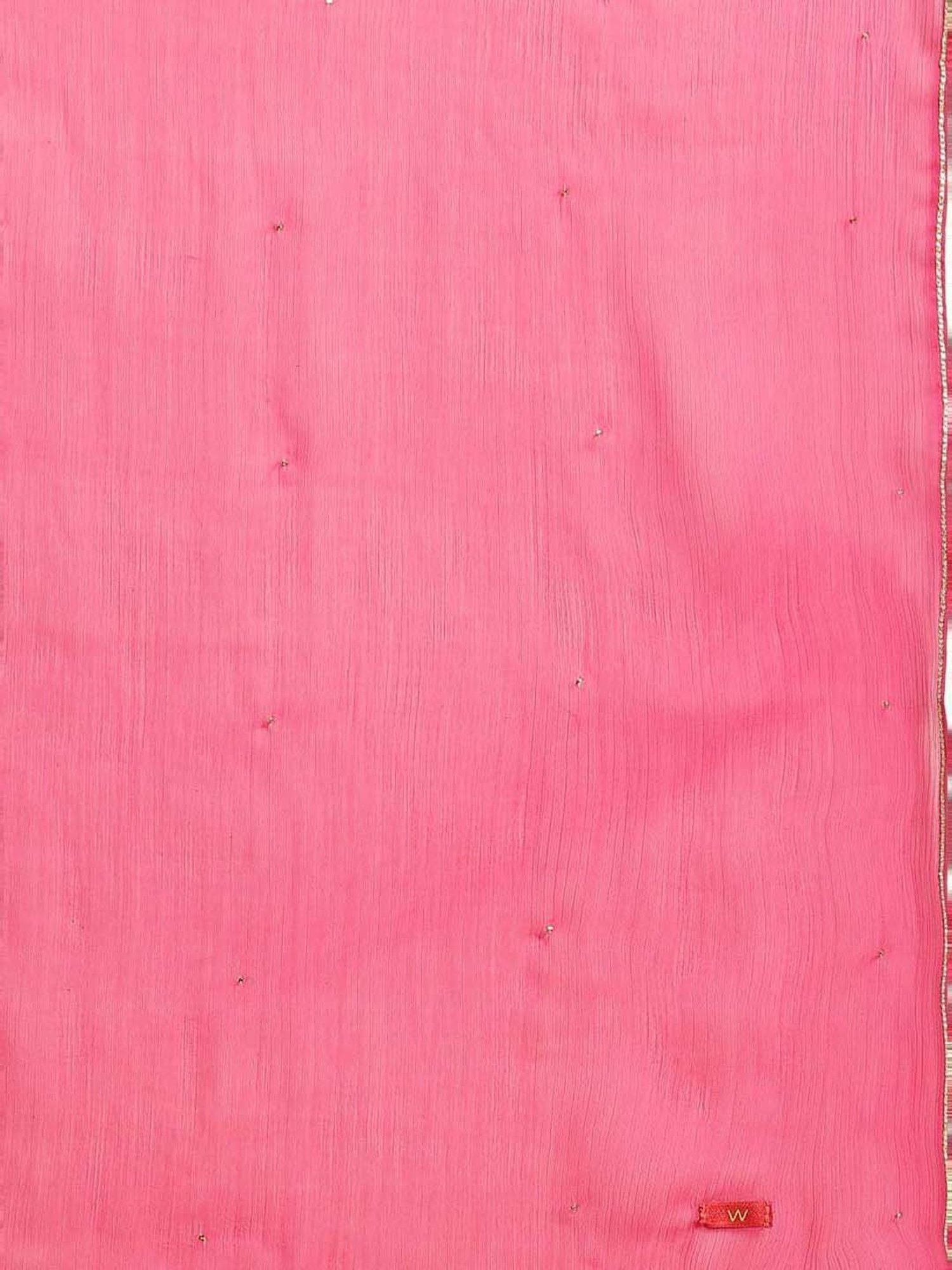 W Pink Plain Dupatta