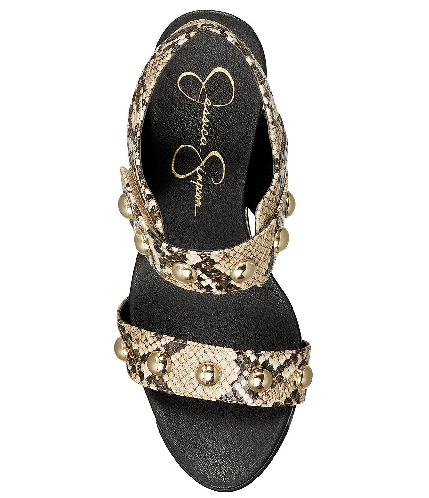 Jessica Simpson Baysie Studded Snake Print Platform Sandals