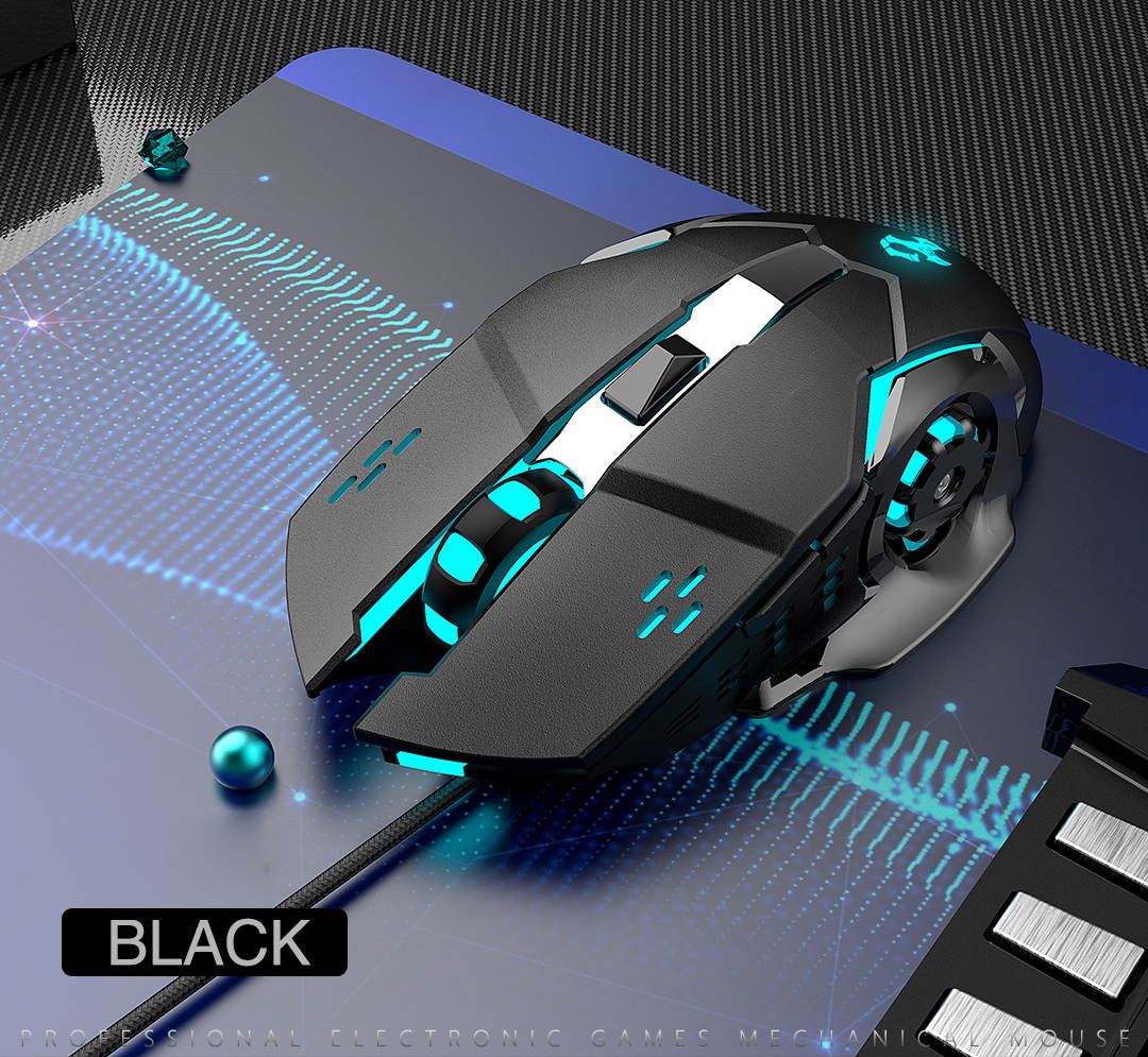 E-sports Mechanical Gaming Mouse 2400DPI Wired Optical Mouse 6 Key Colorful Breathing Backlight for Home Office Business