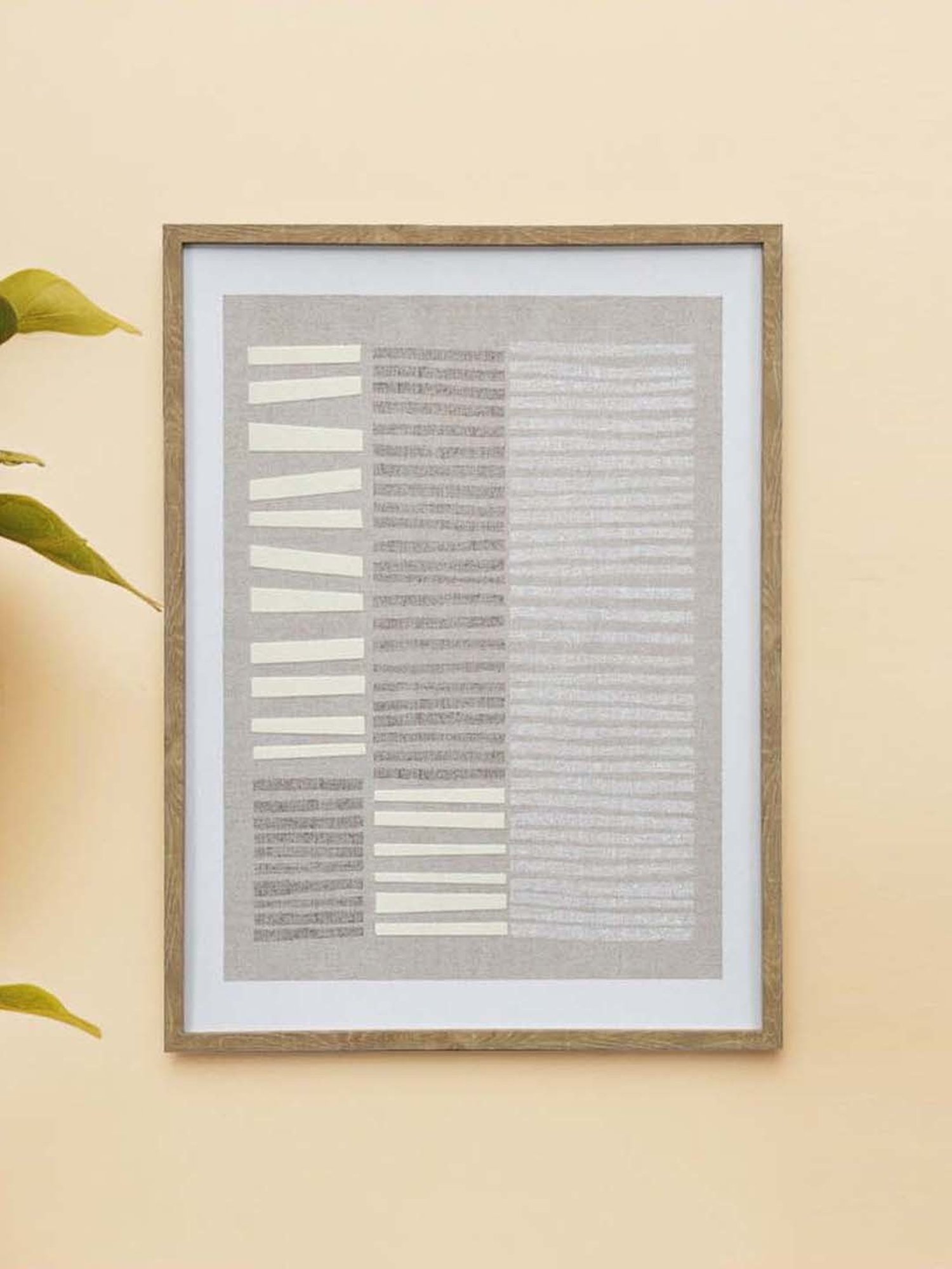 @home Beige Canvas Lines Wall Painting