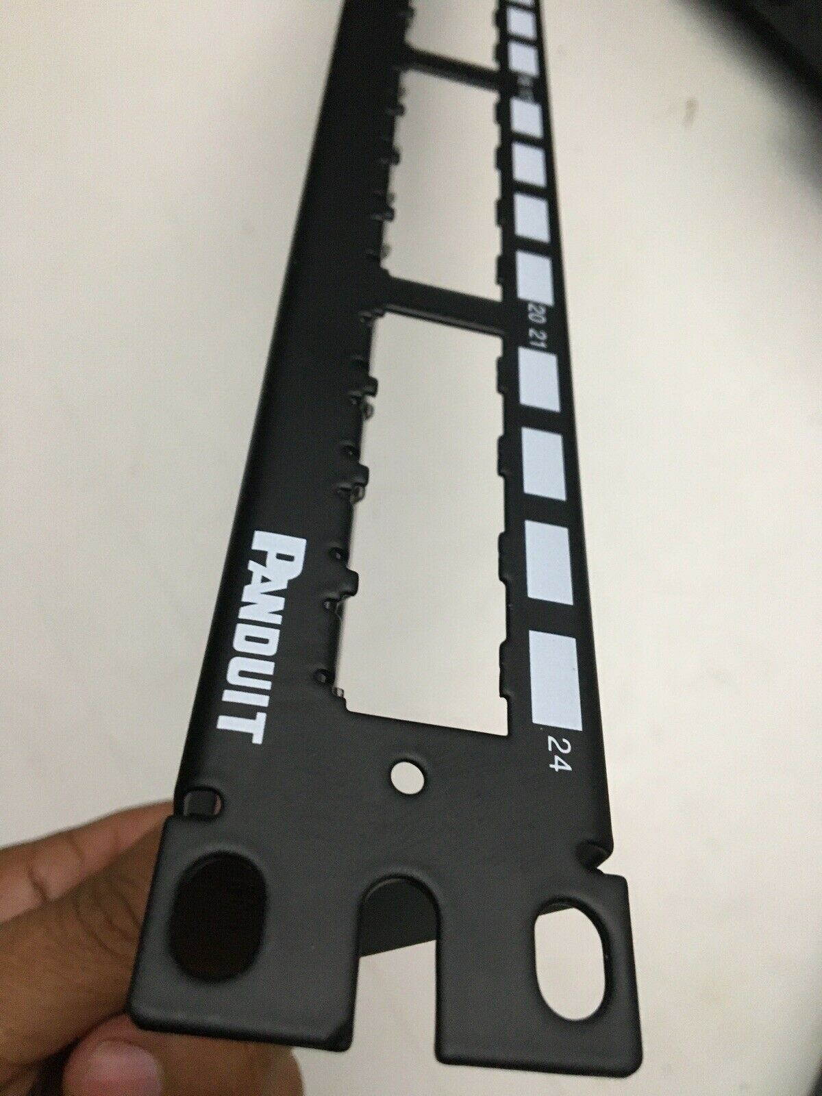 Panduit CP24WSBLY 24-Port Flat Patch Panel, Black Shielded W/ Retrain Bar