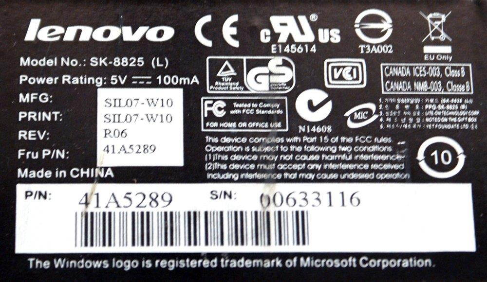 IBM Lenovo 104-Key SK-8825 41A5289 Black USB KEYBOARD
