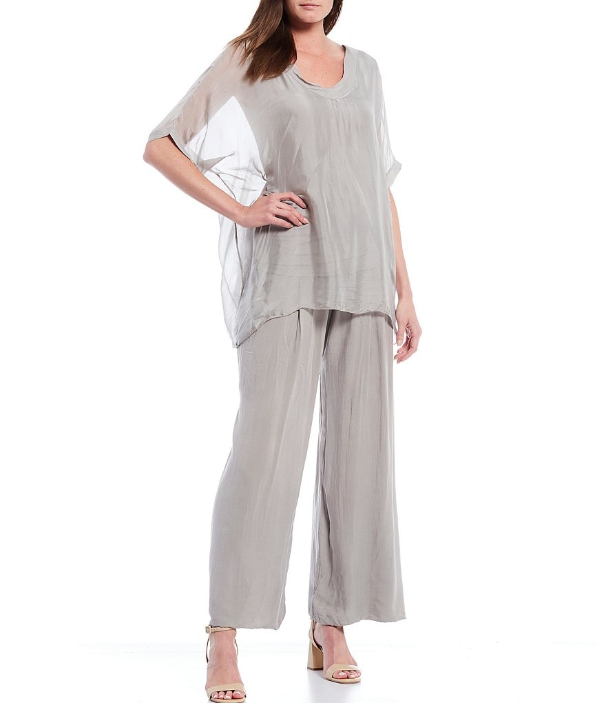 M Made in Italy Pull-On Pleat Detail Wide Leg Pants
