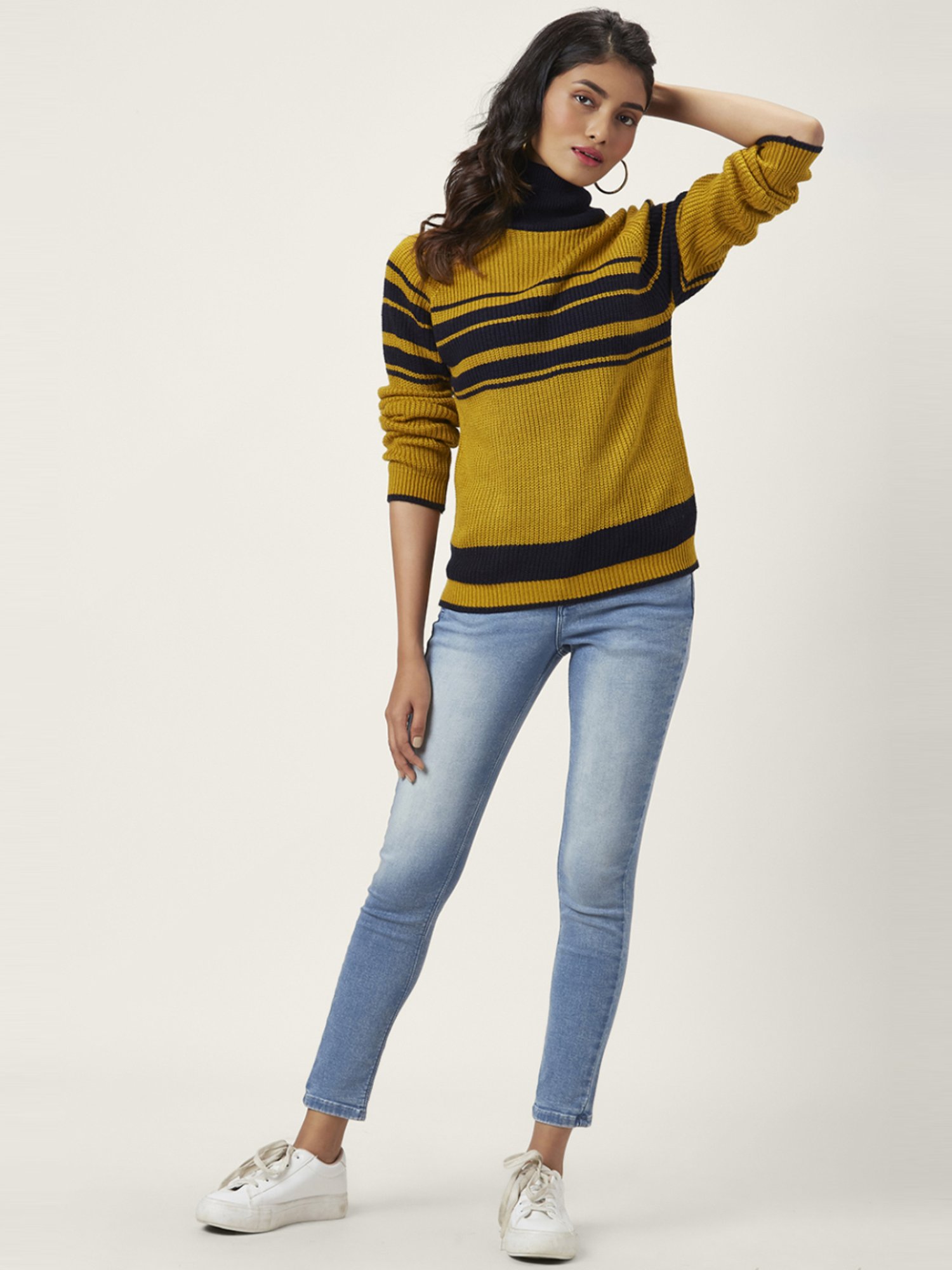 Honey by Pantaloons Mustard Striped Sweater