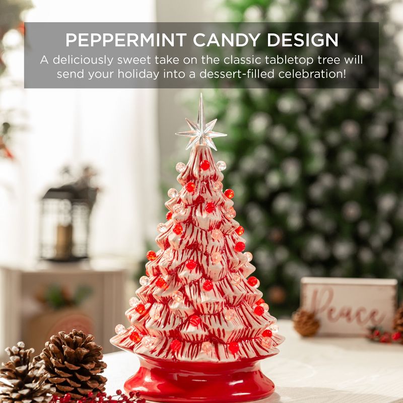 Best Choice Products 15in Pre-lit Ceramic Christmas Tree w/ Cord, Hand-Painted  Decoration - Peppermint Candy Cane