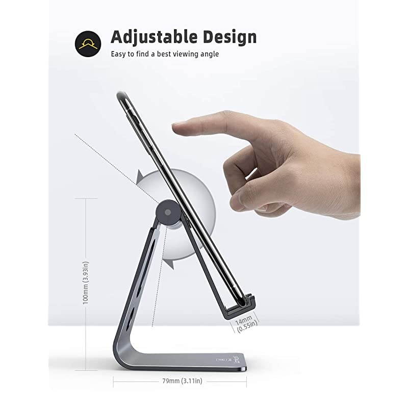Adjustable Cell Phone Stand  Phone Stand Update Version Cradle Dock Holder Compatible with iPhone Xs XR 8 X 7 6 6s Plus SE 5 5s 5c Charging Accessories Desk Android Smartphone Gray