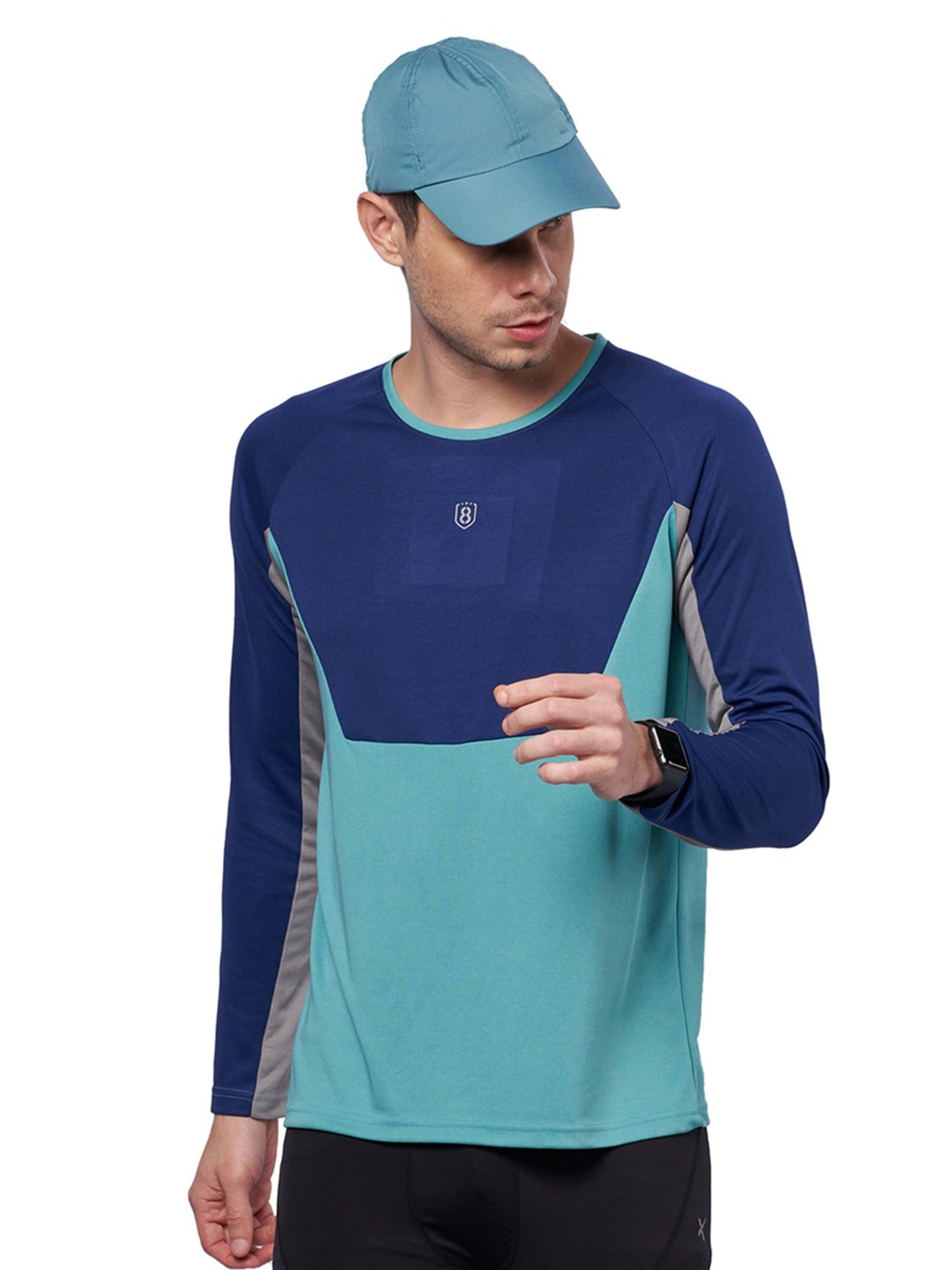 DOMIN8 Men Breathable Color Block Full Sleeve T-Shirt For Running/Training/ Gym Workout/Sports