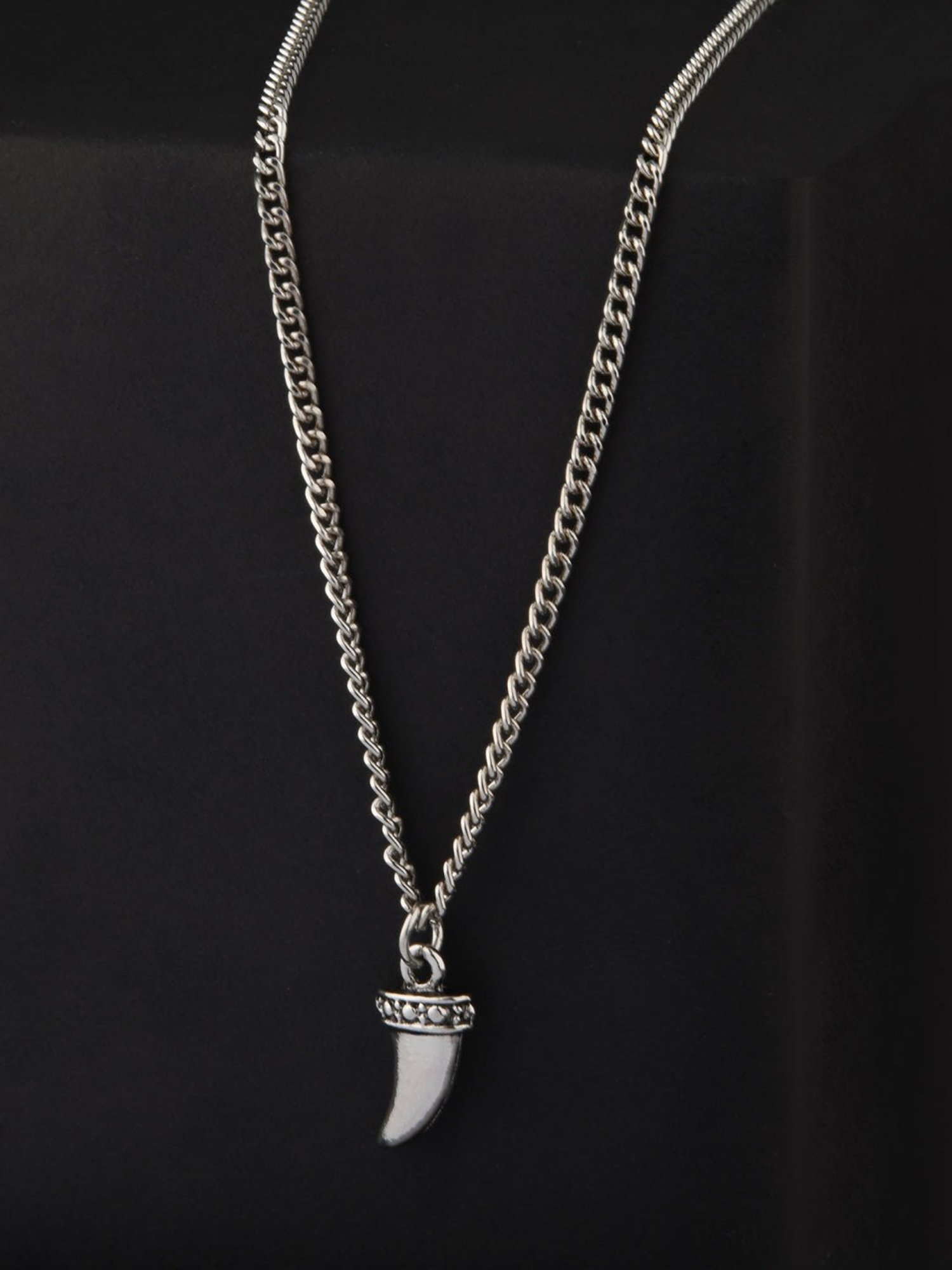 The Bro Code Silver-Plated Horn Pendant Necklace For Men