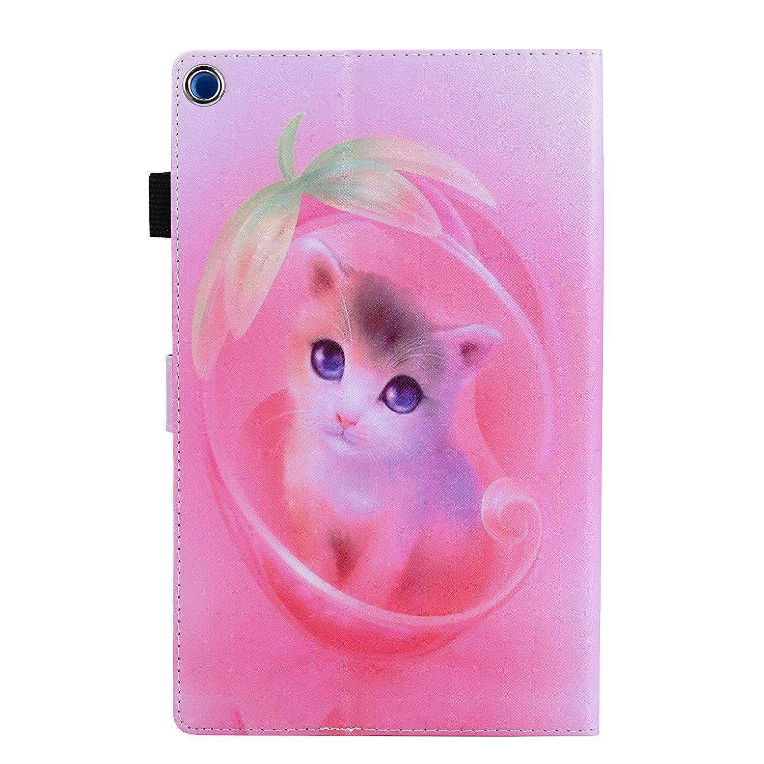 Fire HD 10 Case,Chgdss Cartoon Cute Case, Smart Cover Flip Leather Case with Stand Feature Cover, for All-New Amazon Kindle Fire HD 10.1" Tablet (7th Generation, 2017 Release), Pink Kitten