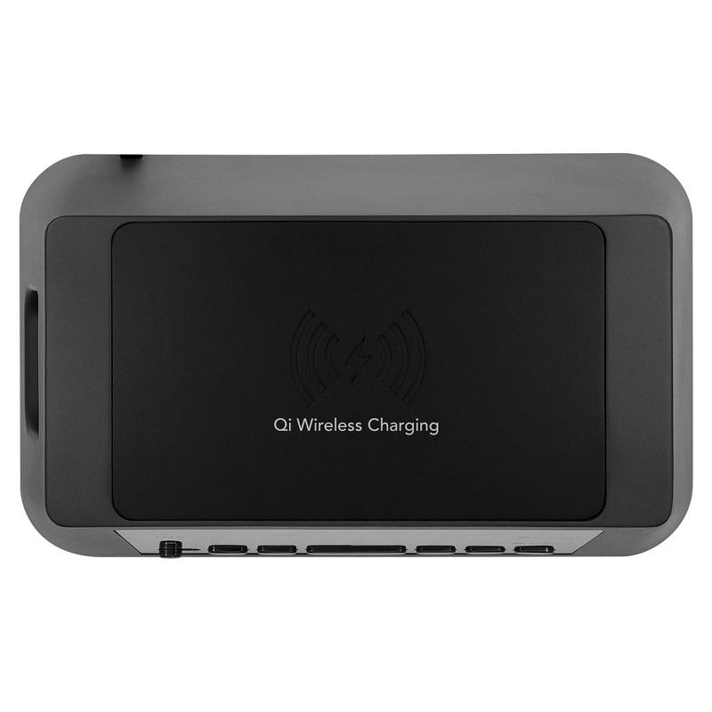 2/2 Amp USB Charge Alarm Clock with QI Wireless Black - Sharp