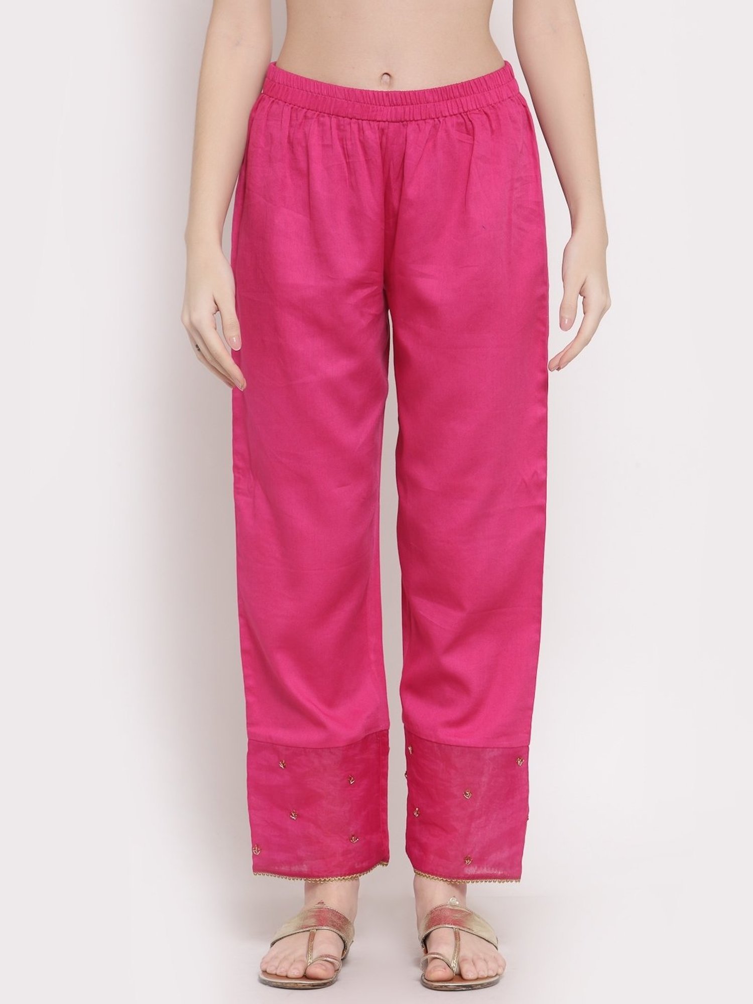 DART STUDIO Pink Embroidered Palazzos