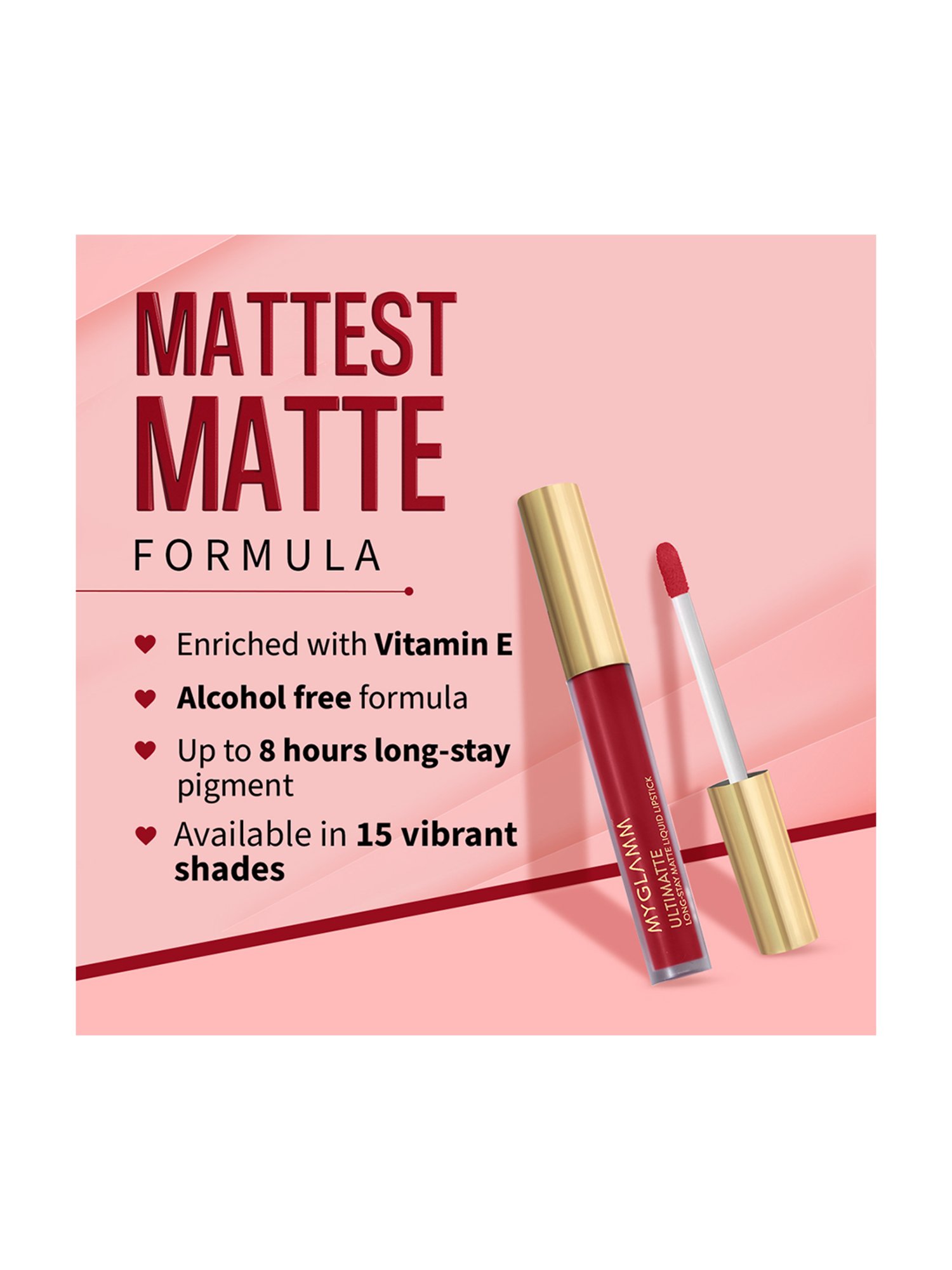 MyGlamm Ultimatte Long Stay Matte Liquid Lipstick Scarlet Queen - 2.5 ml