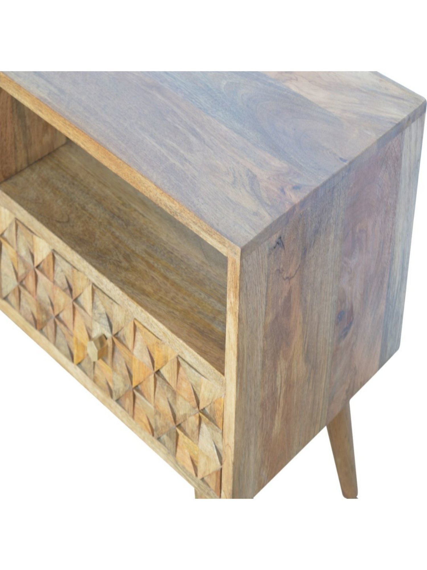 Artisan Furniture Brown Diamond Carved TV Unit (Natural Oak-ish Finish)