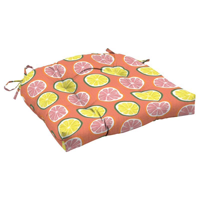 Arden Selections Watercolor Citrus Outdoor Wicker Chair Cushion Pink