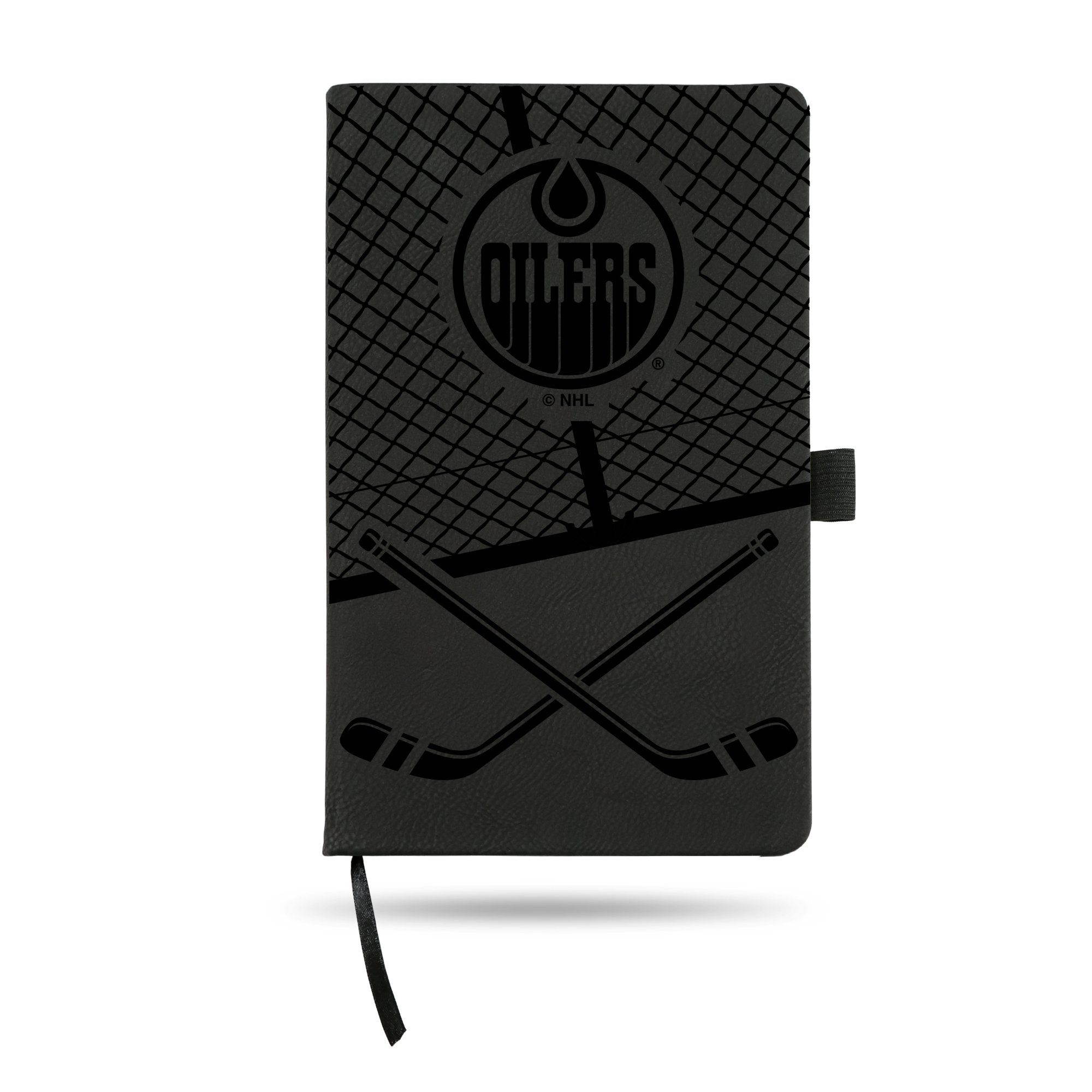 8.25" Black NHL Edmonton Oilers Notepad with Elastic Band