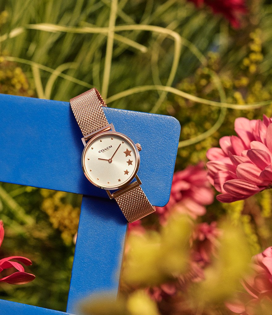 COACH Perry Star Rose Gold Mesh Ladies Watch