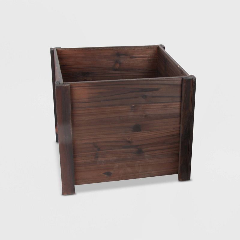 3pc Medium Square Wooden Planters Brown - Leisure Season