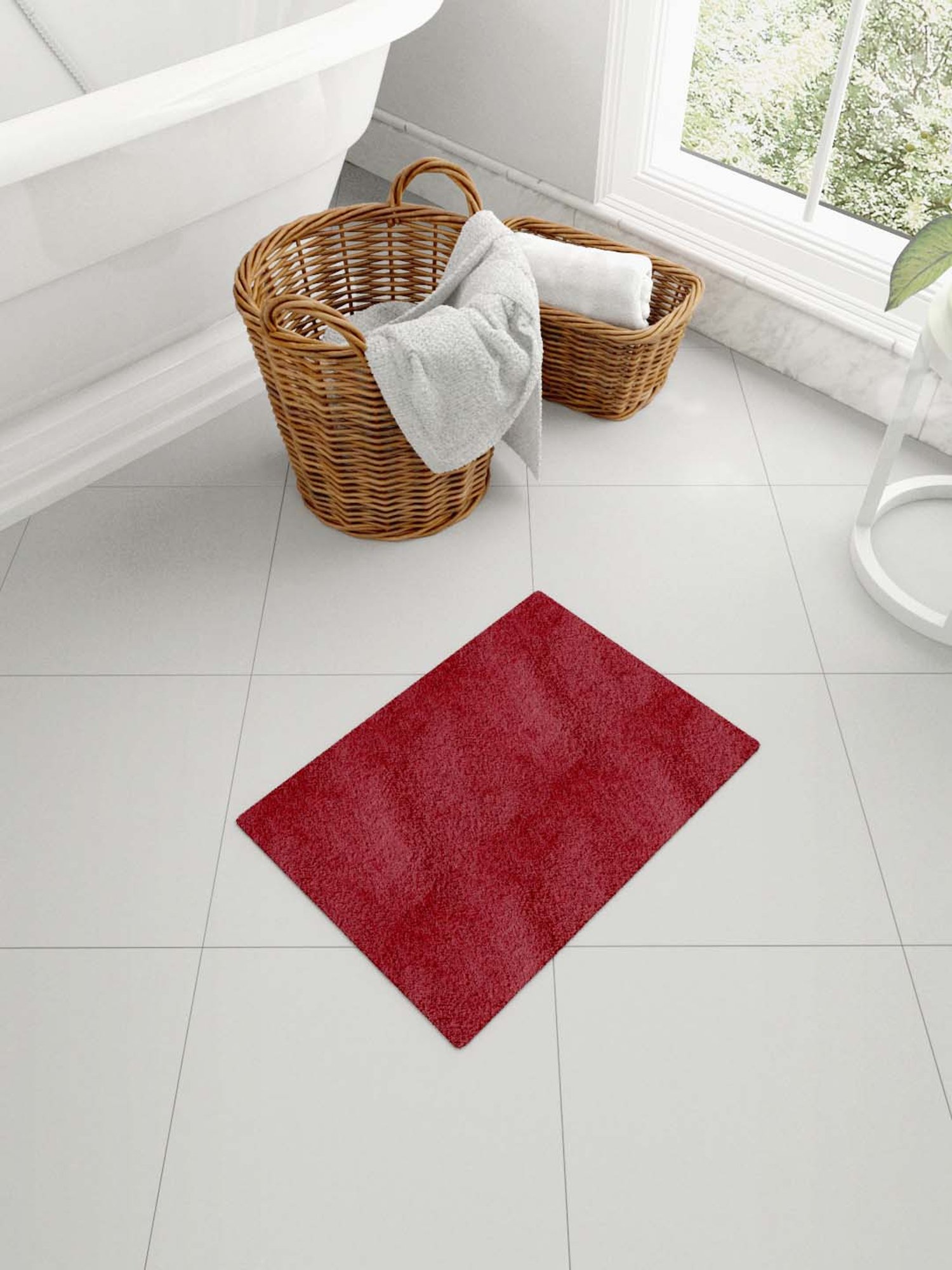 Mark Home Maroon Polyester Anti Skid Durable Rug - Set of 1