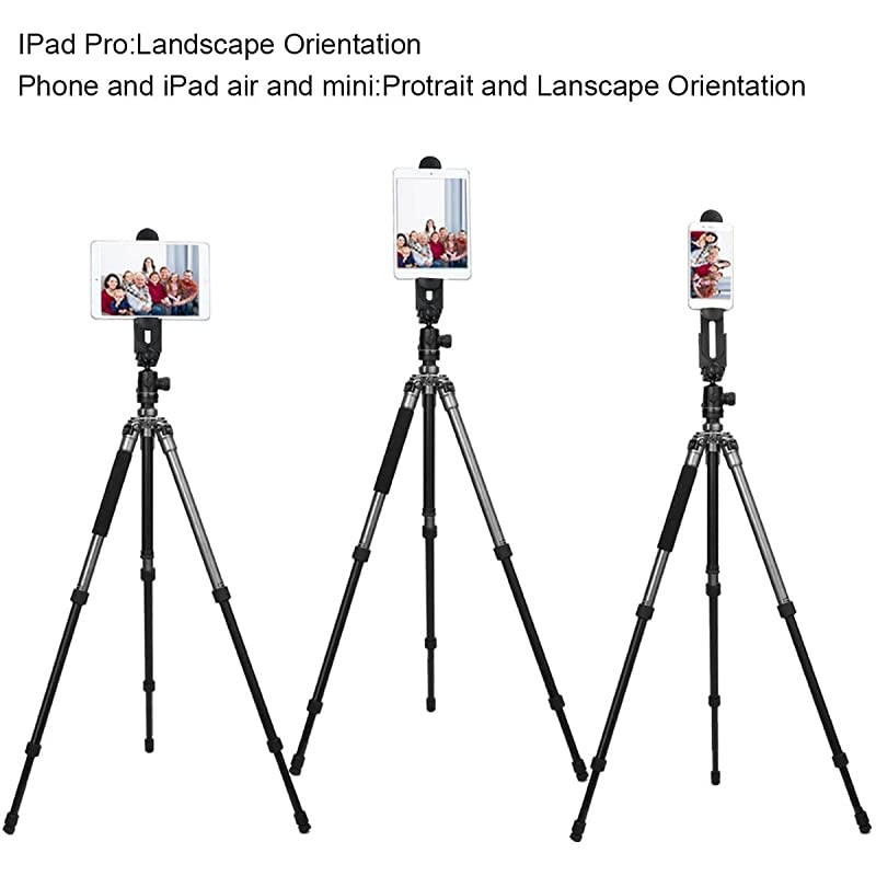 2in1 Phone iPad Pro Tripod Mount Adapter Universal Tablet Clamp Holder Fits 35129 Inch iPad AirMini MS Surface Most Phones Mini Tripod Ball Head for  MonopodTripodSelfie Stick